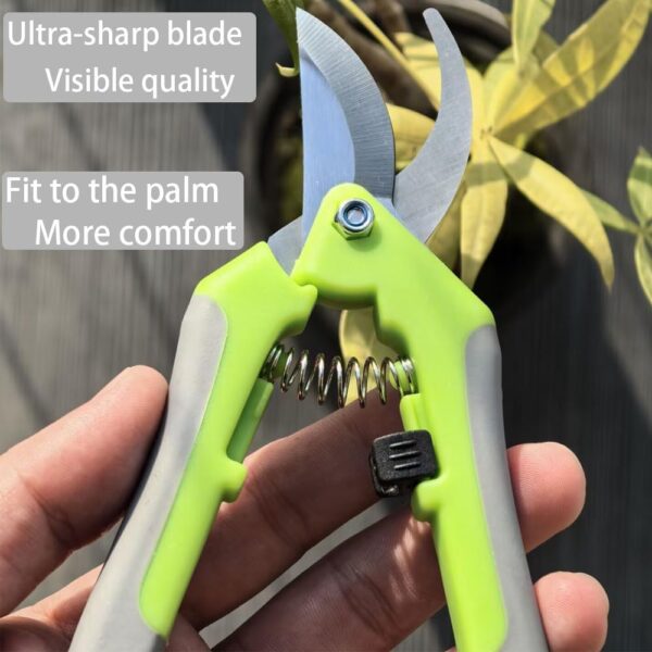 2Pcs Gardening Shears, Curved Garden Shears and Straight Gardening Pruning Shears, Ultra Sharp Stainless Steel Garden Scissors Trimmer, Beautiful Duo-Colored Pruner Shears, Pruners for Gardening - Image 2