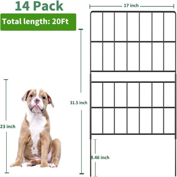 31.5 Inch(H) X 20 Ft(L) Tall Decorative Garden Fence 14 Pack Fencing Panels, Metal Wire Border No Dig Fencing Animal Barrier for Dog, Flower Edging for Yard Landscape Patio Outdoor Decor - Image 2