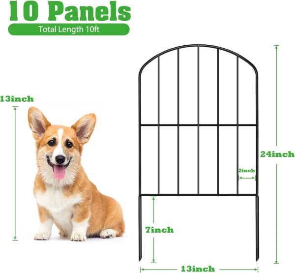 Decorative Garden Fence Fencing 10 Panels, 10ft (L) x 24in (H) Rustproof Metal Wire Border Animal Barrier for Dog, Flower Edging for Yard Landscape Patio Outdoor Decor, Arched - Image 2