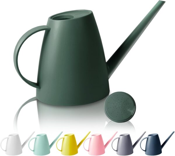 Watering Can for Indoor Outdoor Plants, Modern Small Watering Cans with Removable Nozzle, Long Spout Watering Can for Indoor Bonsai Plants Garden Flowers 1/2 Gallon 1.8L  (Dark Green)