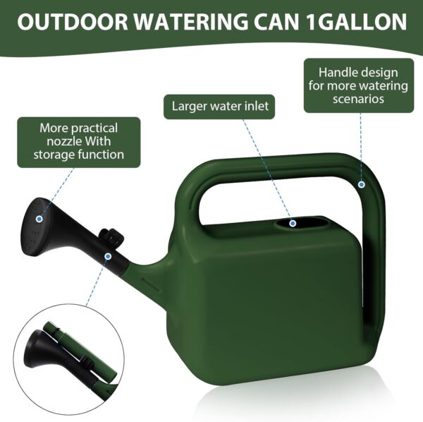 Outdoor Watering Can for Plants Indoor Watering Can for Houseplants 3/4 Gallon 3L (Green) - Image 2