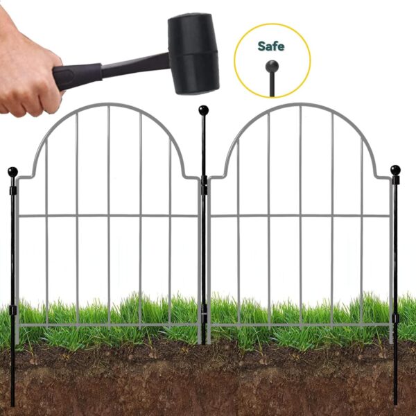 Garden Fence, 22 in(H) x 130 in(L) Arched Rustproof Metal No Dig Fence Garden Fence Border, Ground Stake Animal Barrier Fence for Rabbit Dog, Outdoor Decor for Yard & Patio - Image 2