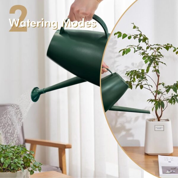 Watering Can for Indoor Outdoor Plants, Modern Small Watering Cans with Removable Nozzle, Long Spout Watering Can for Indoor Bonsai Plants Garden Flowers 1/2 Gallon 1.8L  (Dark Green) - Image 2