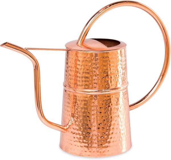 Copper Plated Indoor Watering Can | 3 Quart Water Capacity, Decorative Copper-Plated Steel with Easy Pour Curved Spout for Houseplants, Succulents, Seeds, and Herbs