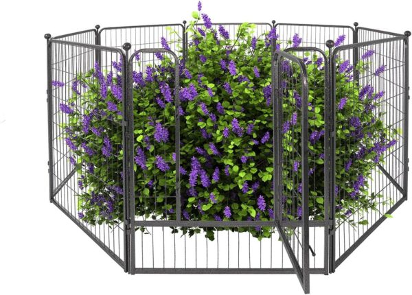 Decorative Garden Fence, 40 Inch x 21 FT Heavy Duty Iron Fencing Landscape Patio Flower Bed Animal Barrier Border Edging Section, Panel Decor, Folding Wire Fence for Yard for Dog Outdoor