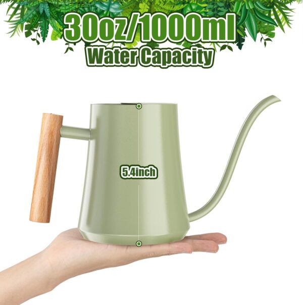 Watering Can Indoor Plants 35oz Sage Green Water Can Indoor Metal Small Water Can Pot with Long Spout for House Bonsai Plants Garden Flower Decorative - Image 2