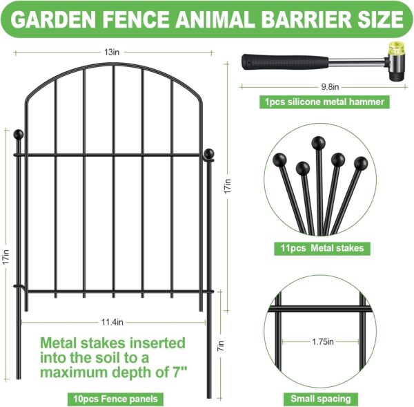 Decoration Garden Fence 21in x 10ft, 10 Pack Rustproof Metal Animal Barrier Fence, Arched Flower Bed Edge Decorative Rabbit and Dog Ground Defense No-Dig Fence for Patio Patio Outdoor - Image 2