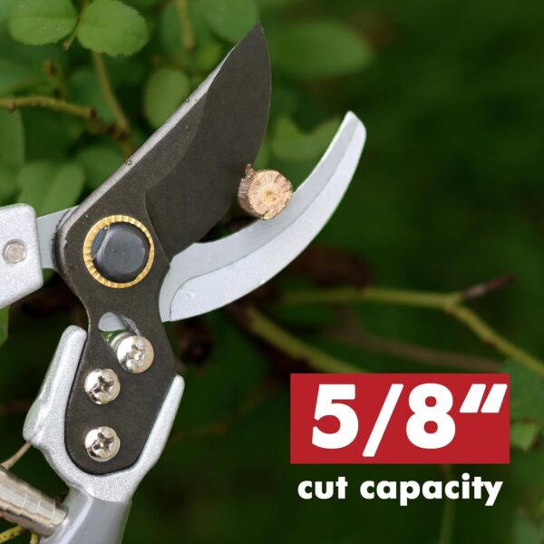 Garden Scissors, 5/8” Pruning Shears, Heavy Duty  Blades Hand Bypass Pruner Gardening Tool Handheld Clippers for Cutting and Trimming Hedge Gains Aluminum Handle - Image 2
