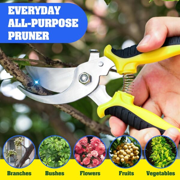 4 Pack Garden Pruning Shears, Stainless Steel Garden Shears, Gardening Shears, Garden Scissors, Garden Clippers, Pruning Snips, Pruning Shears for Gardening Tools (4PCS Yellow Orange Green) - Image 2