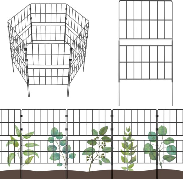 31.5 Inch(H) X 20 Ft(L) Tall Decorative Garden Fence 14 Pack Fencing Panels, Metal Wire Border No Dig Fencing Animal Barrier for Dog, Flower Edging for Yard Landscape Patio Outdoor Decor