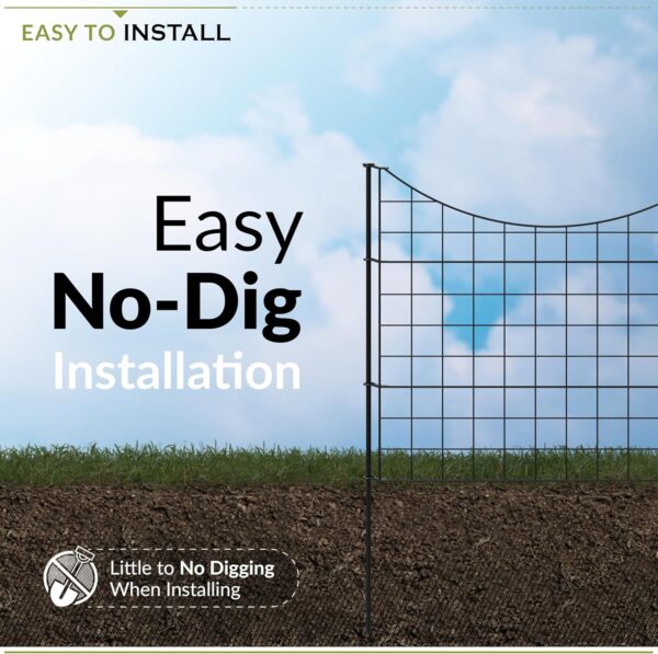 25in H (5 Fence Panels) No Dig Easy Install  Black Metal Fence, Decorative Fence Ideal for Garden Fencing For Dogs, Temporary Fence or Garden Fence Animal Barrier, WF29001 - Image 2