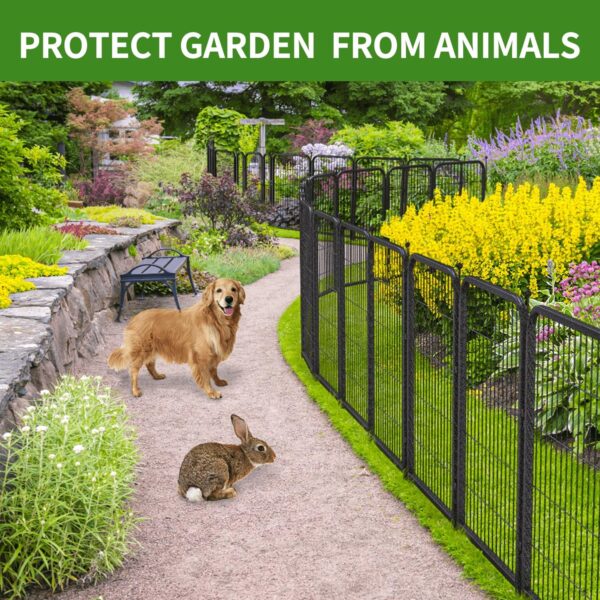 Decorative Garden Metal Fence 36ft (L)×40in (H) with 14 Panels 2 Gate Outdoor, No Dig Rustproof Wire, Animal Barrier Fencing for Outdoor Yard Patio Flower Bed,（Black-Silver） - Image 2