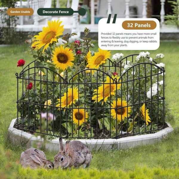 32 Panels Decorative Garden Fence, 23 in(H) x 34ft(L) Rustproof Metal Animal Barrier Fencing for Rabbit Dog, Arched Edging Ground Stake Border for Yard Patio Outdoor Decor - Image 2