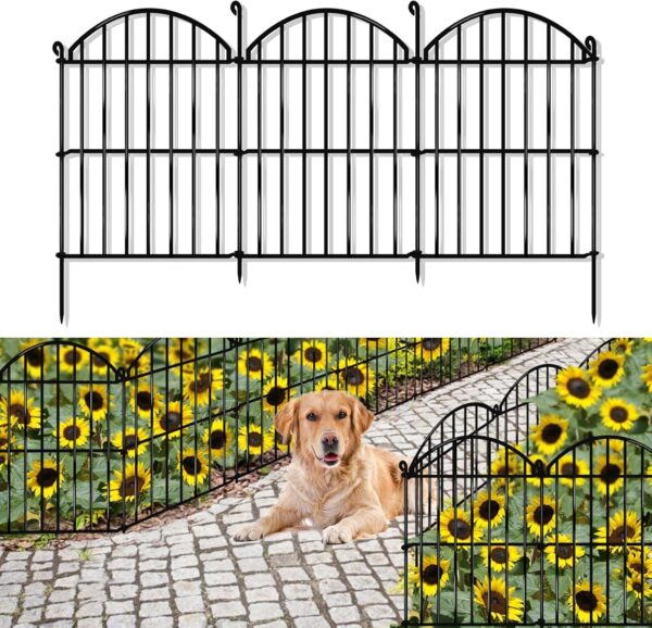 32 Panels Decorative Garden Fence, 23 in(H) x 34ft(L) Rustproof Metal Animal Barrier Fencing for Rabbit Dog, Arched Edging Ground Stake Border for Yard Patio Outdoor Decor