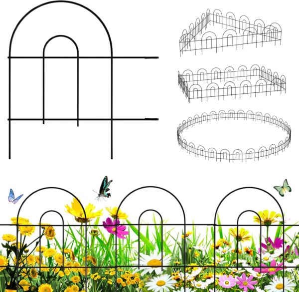 35 Pack Decorative Garden Fence Fencing, 50 Ft(L) x 18in(H) Patio Fence Garden Borders for Dog, Rustproof Metal Wire Panel, Outdoor Landscape Panel, Small Animal Barrier
