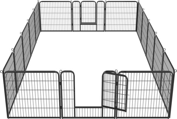 32 in x 43 ft Rustproof Foldable Garden Fence, Decorative Steel Landscape Edging for Flower Beds, Patio, Dog Barriers & Outdoor Animal Border, Black Metal Yard Fencing