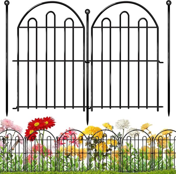 26 Pack Decorative Garden Fence, 26in x 28ft Arched No Dig Animal Barrier Fence for Dog Rabbit, Garden Edging Border, Rustproof Metal Ground Stake Border Fencing Panel for Outdoor Yard Patio Decor